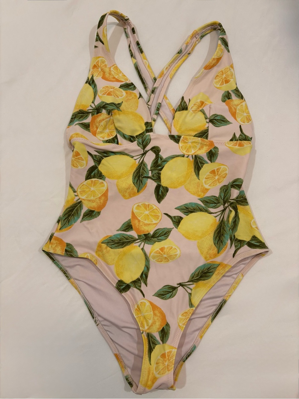 Forever 21 Lemon Print One-Piece Swimsuit - Yellow, Green and Pink Size S - Used